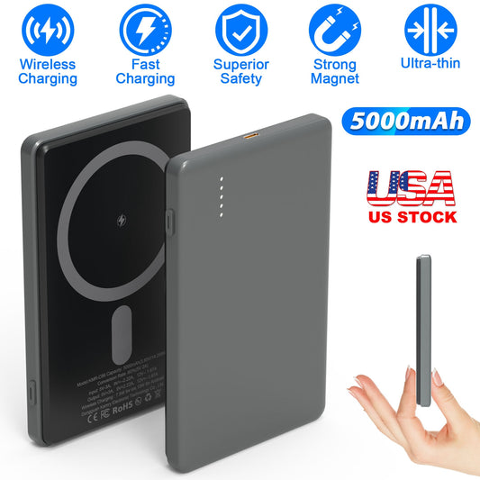 SlimCharge 2-in-1 Magnetic Power Bank – 5000mAh Wireless Fast Charger